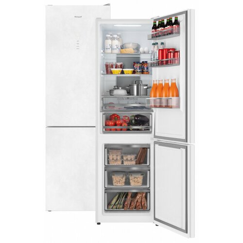 Двухкамерный холодильник Weissgauff WRK 195 D Full NoFrost White Rock Glass