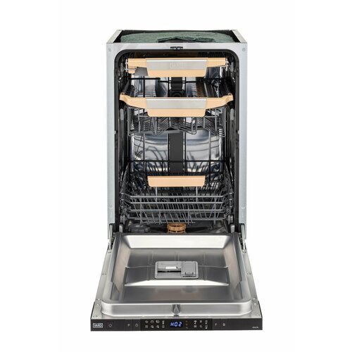 Посудомоечная машина встраиваемая VARD VDI413L 45 см, автооткрывание дверцы, LED-подсветка камеры, инверторный мотор, 3 корзины