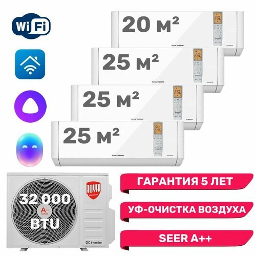 Инверторная мульти сплит-система Royal Thermo MULTI COMBO на 4 комнаты (20м2 + 25м2 + 25м2 + 25м2 )