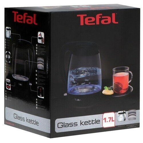 Чайник электрический TEFAL KO450832, стекло, 1.7 л, 2400 Вт, чёрный 9775324