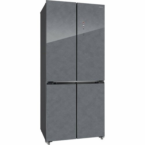 Холодильник HIBERG RFQ-600DX NFGC, Cross Door, Total No Frost, инвертор, 526 л объем, холодный серый стекло