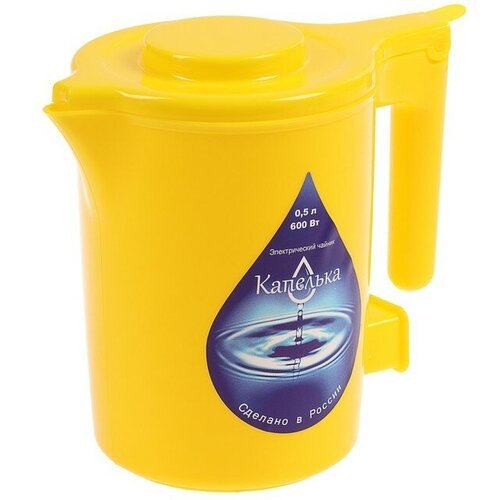 Чайник электрический 'Капелька', пластик, 0.5 л, 600 Вт, желтый